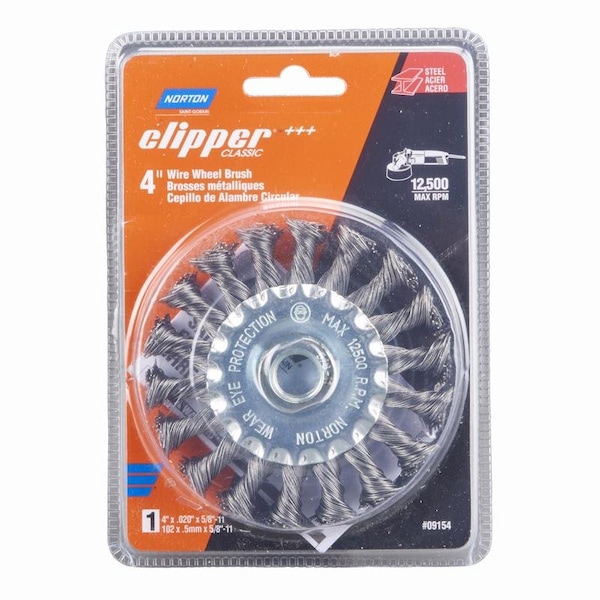 Norton Abrasives Norton Clipper 4 in. Knotted Wire Wheel Brush Carbon Steel 12500 rpm 1 pc 70184609154 - main